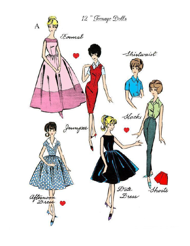 Pattern: Vintage Barbie Doll Wardrobe, Set A