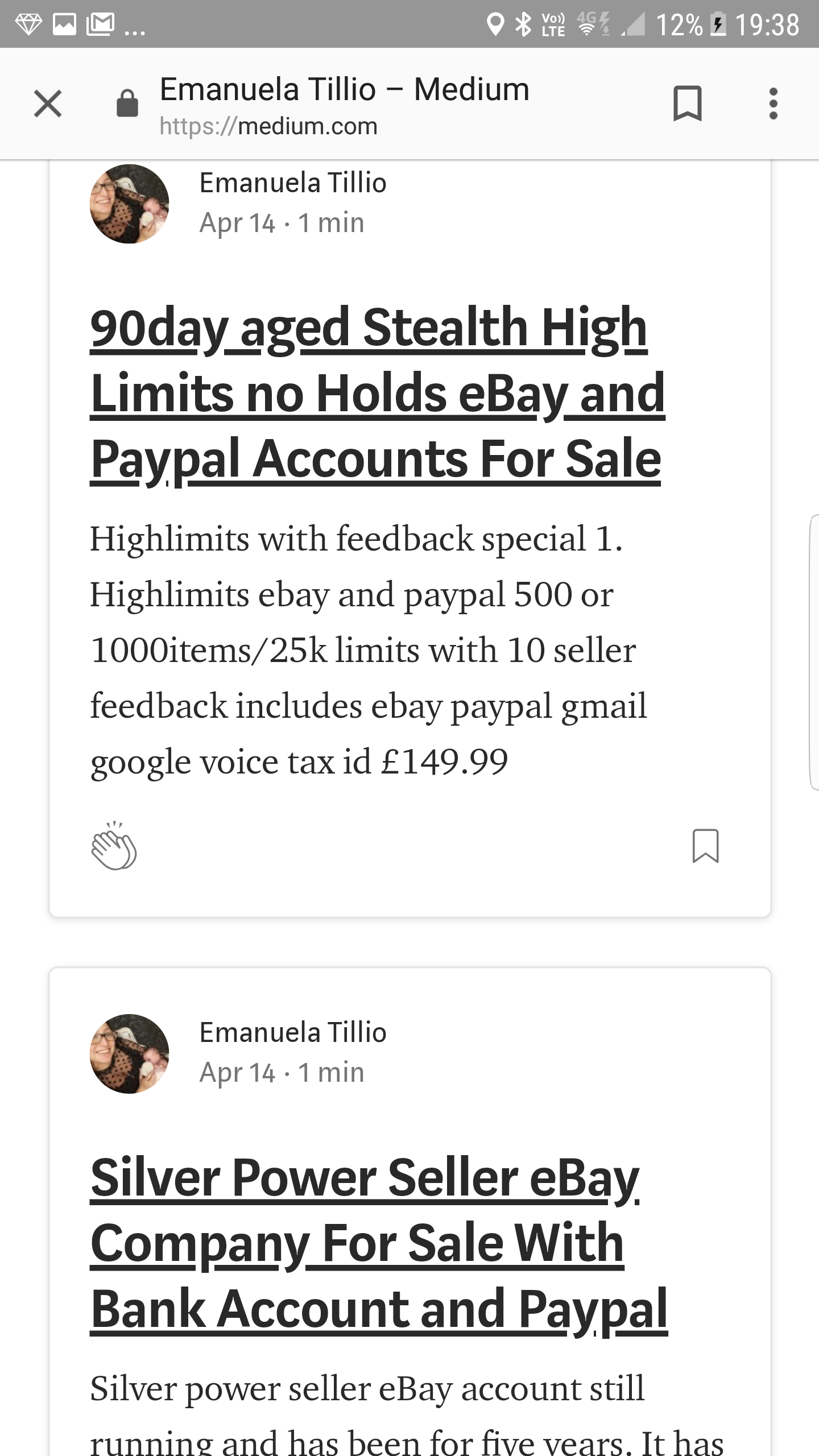 Ebay scammer Emanuela de tillio of collecorvino
