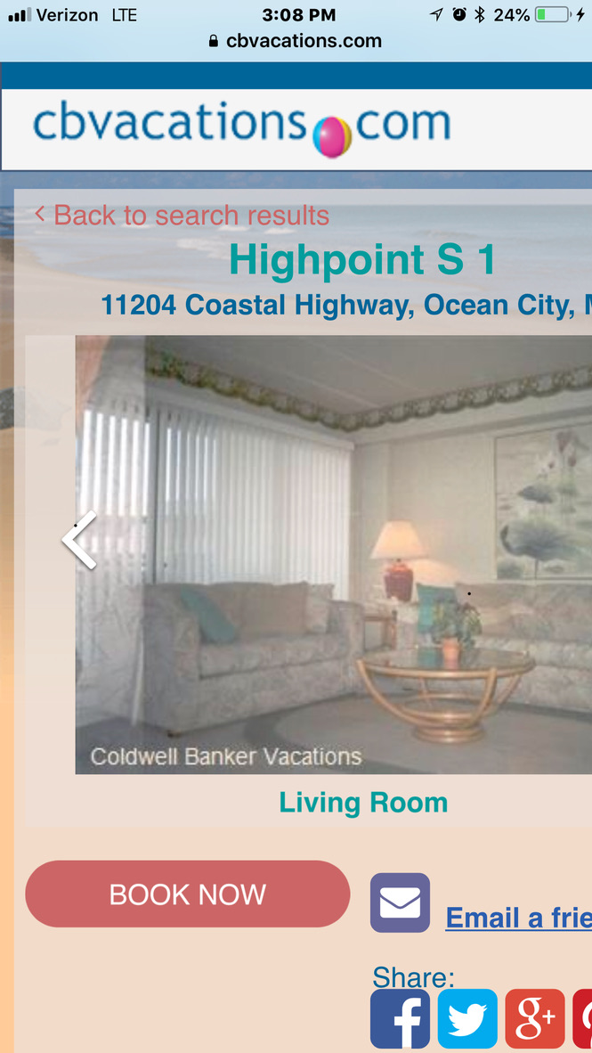living room photo on the CB vacations website