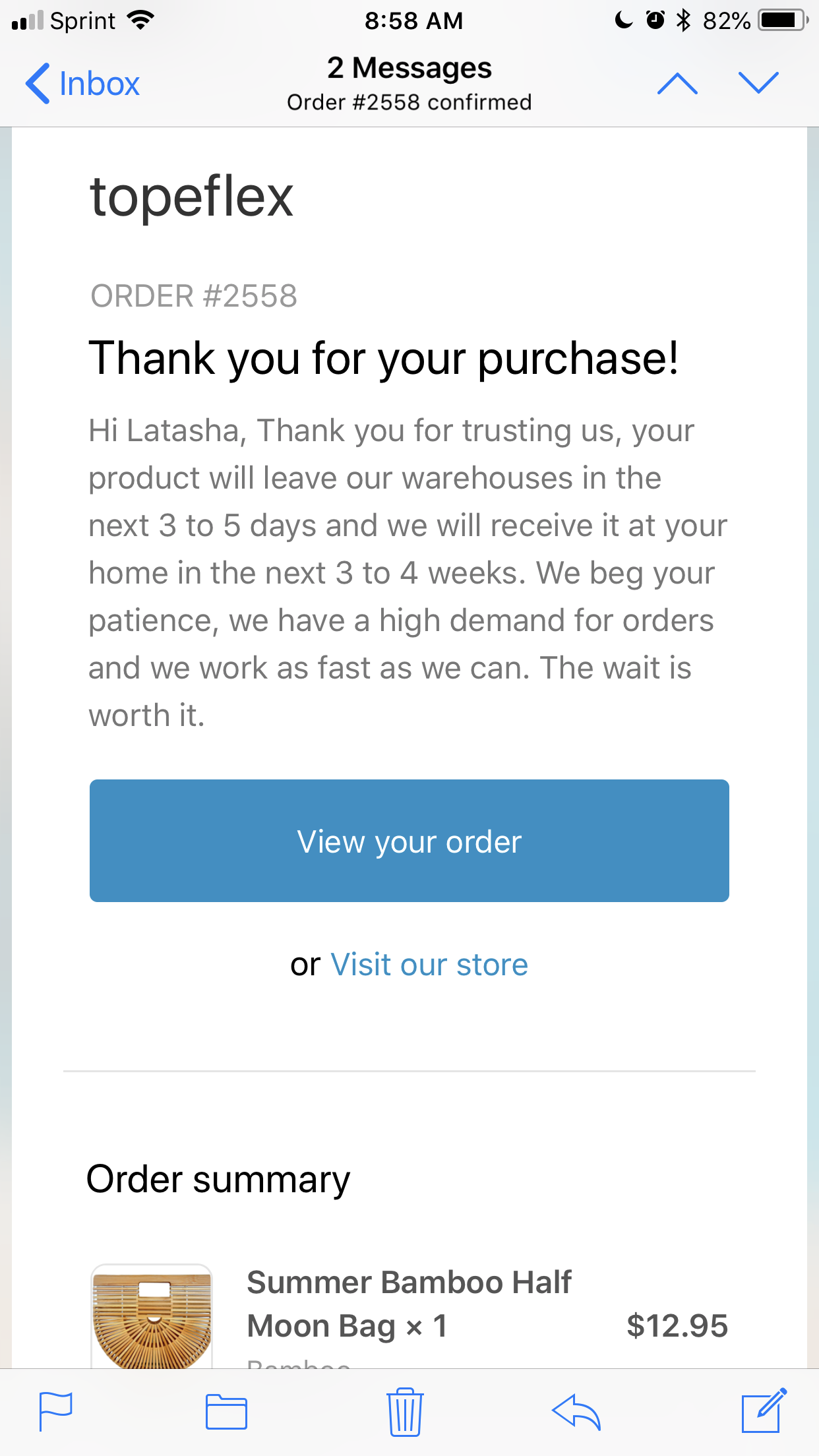 My order confirmation 