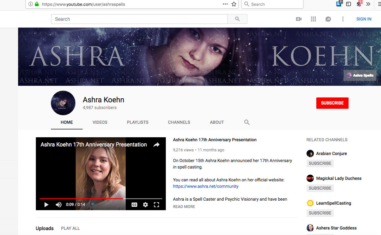 her youtube page