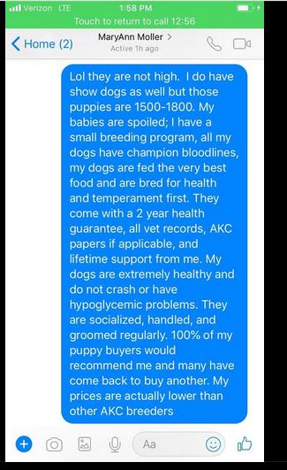 MaryAnn Moller attemp to buy from a breeder2