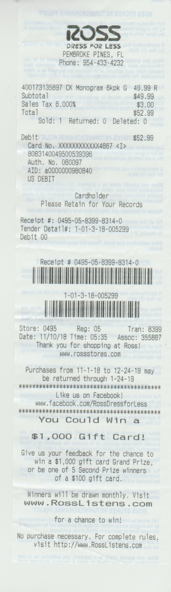 Receipt of item in the box