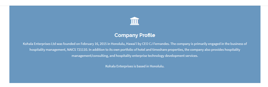 His fictitious "company" in Hawaii ALL FAKE