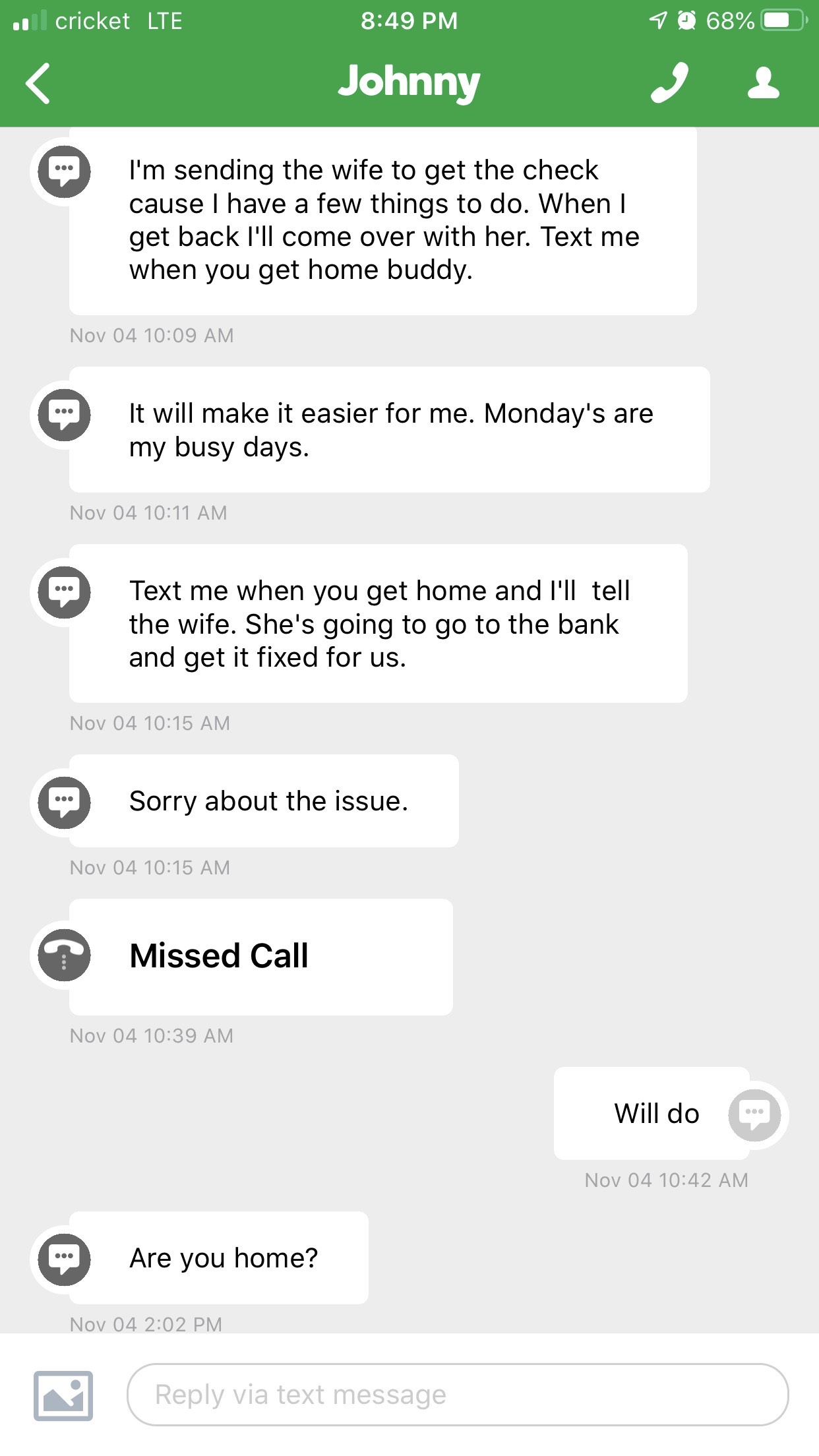 Text Msg Saying They Will Fix It - Never Did