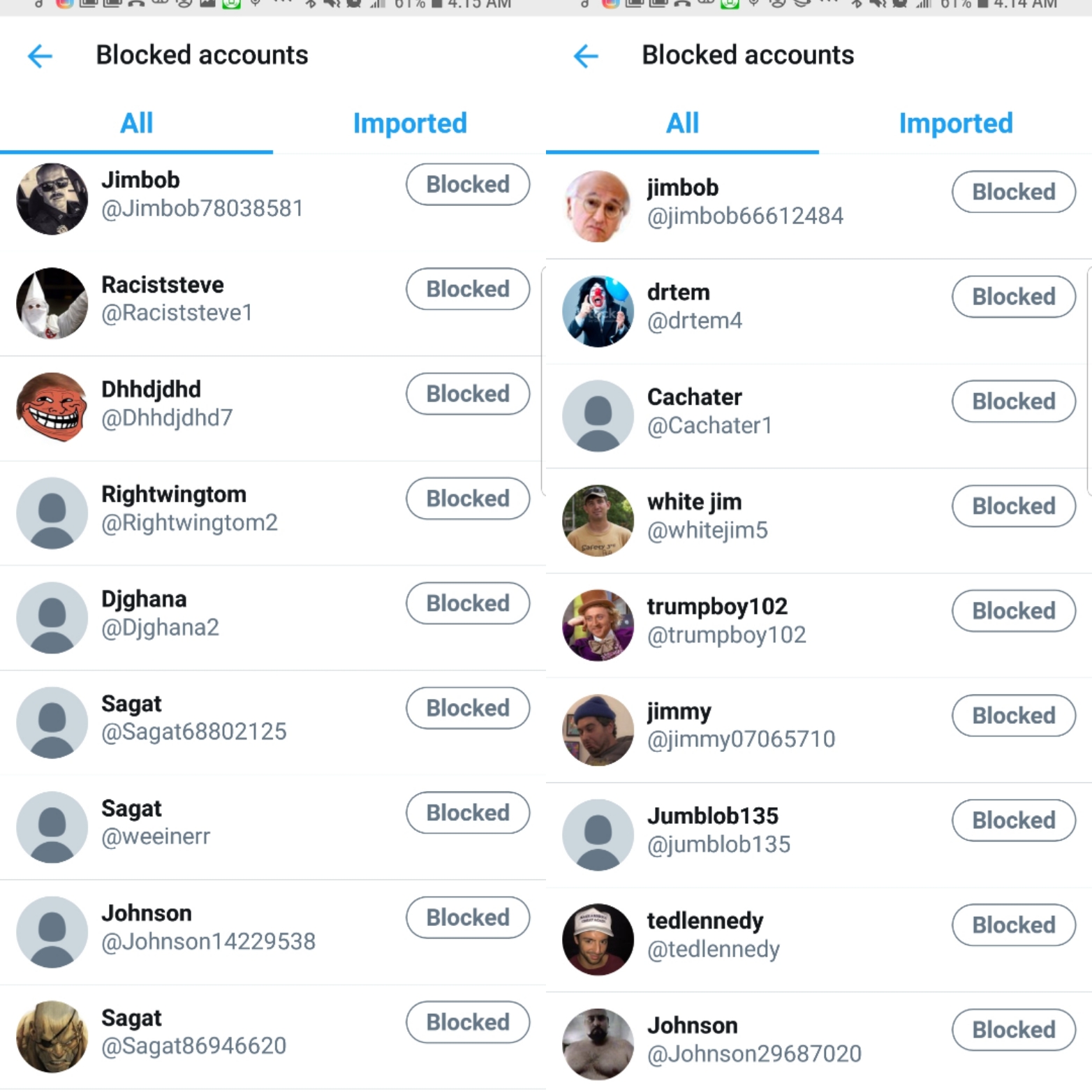 More accounts Thomas used to harass me on Twitter