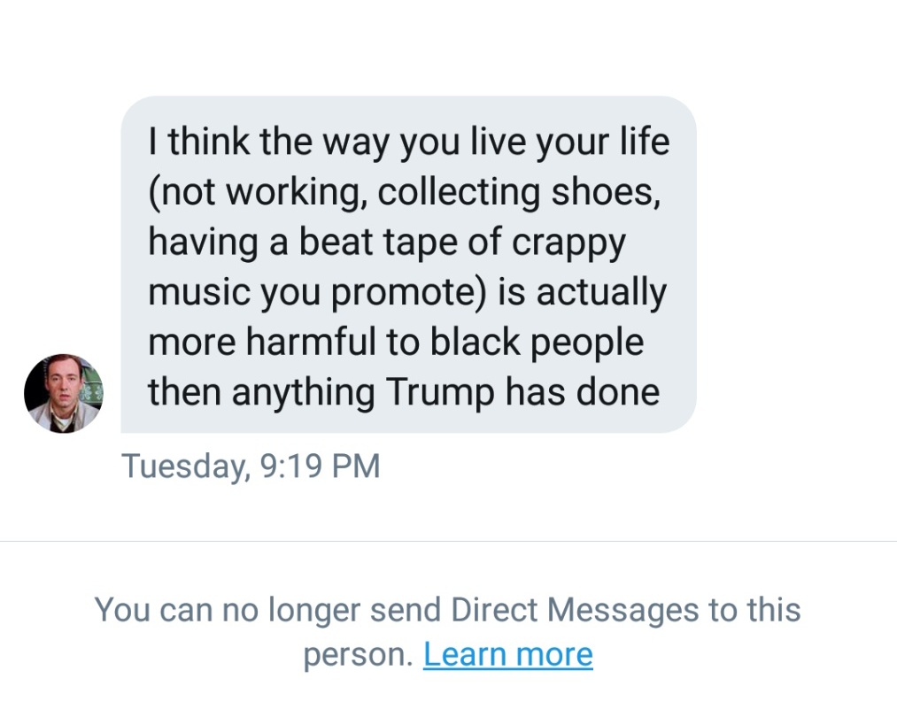Thomas sending me racist/antagonizing DMs