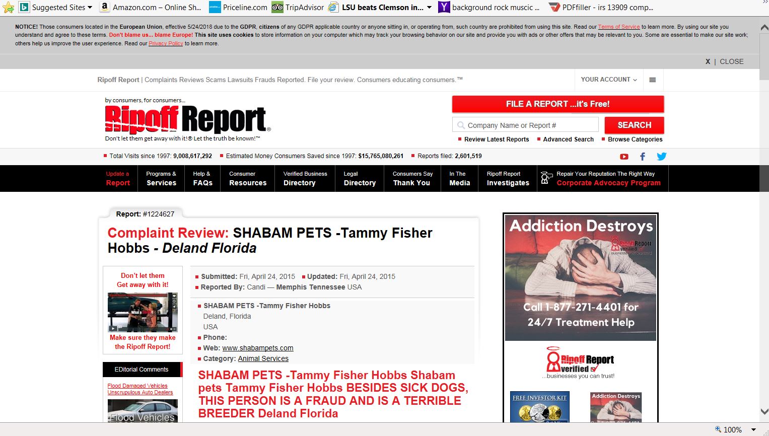 Brenda Fisher shambam pets Report #1224627-1