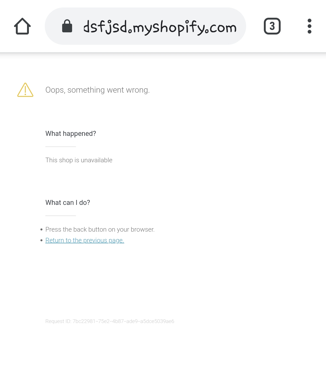 Error info about their shop capture