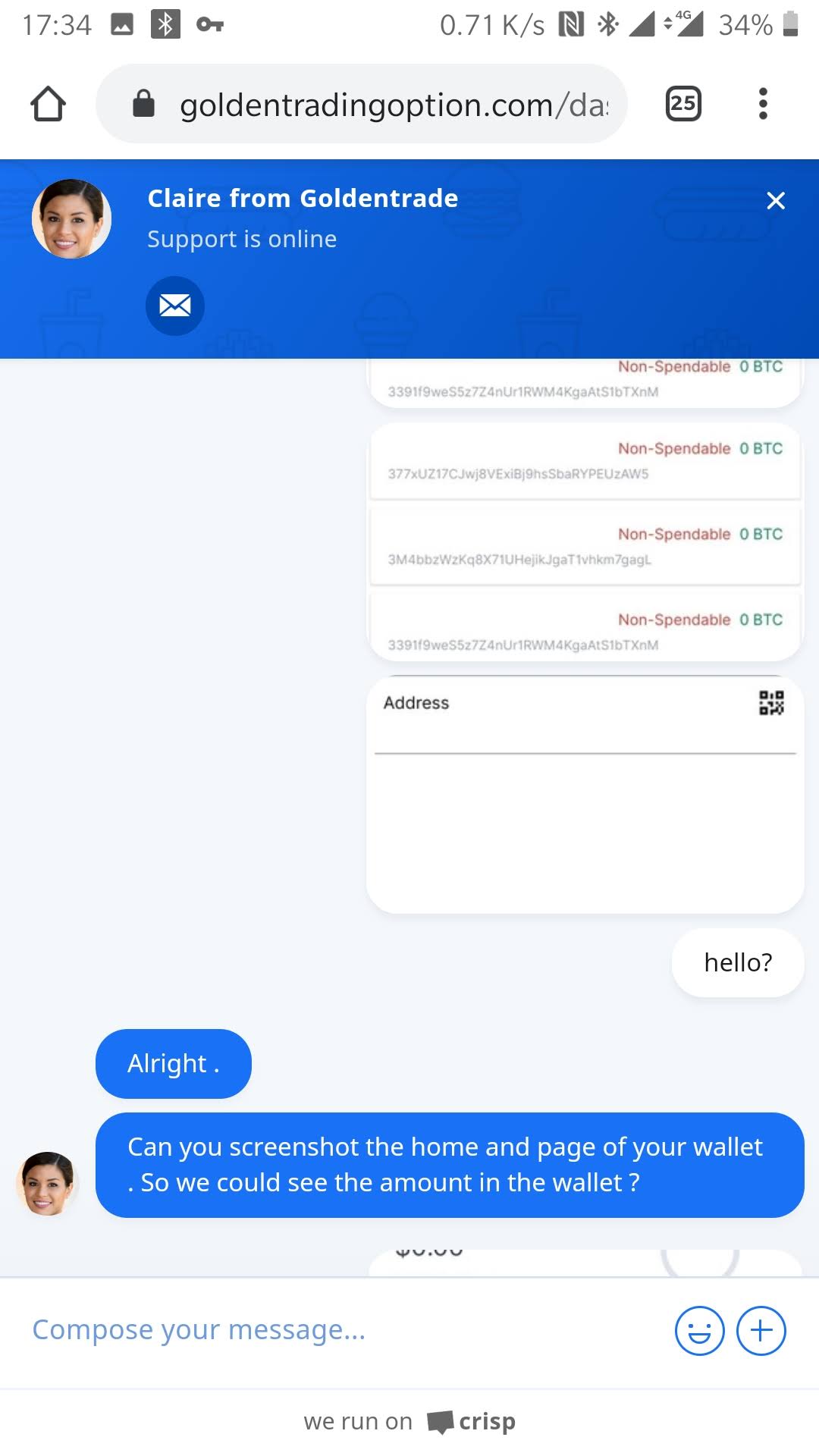 chat with support from Golden Options Trade 