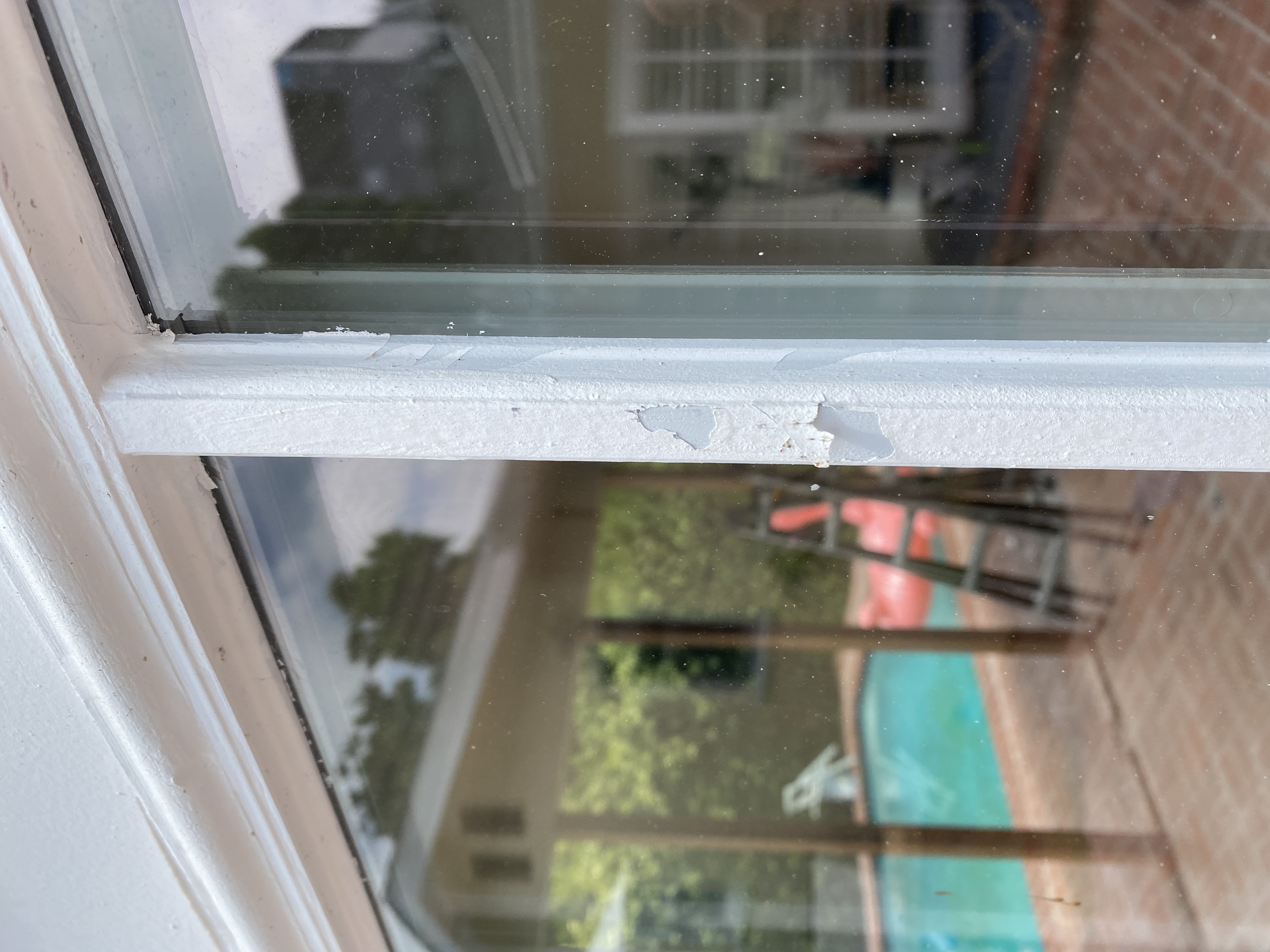 ex of chipped paint on french doors