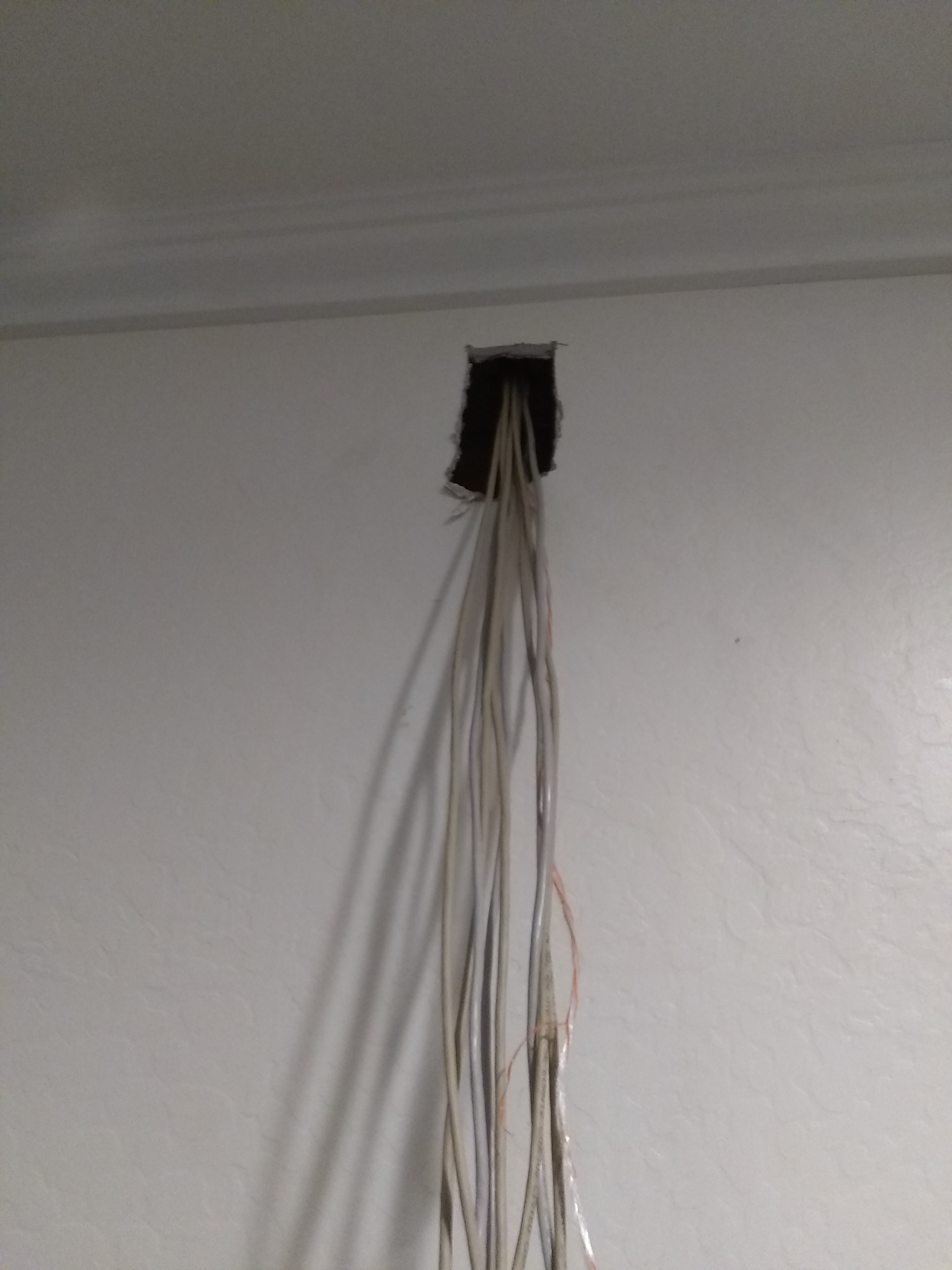 Top of Wall cables where fished thru