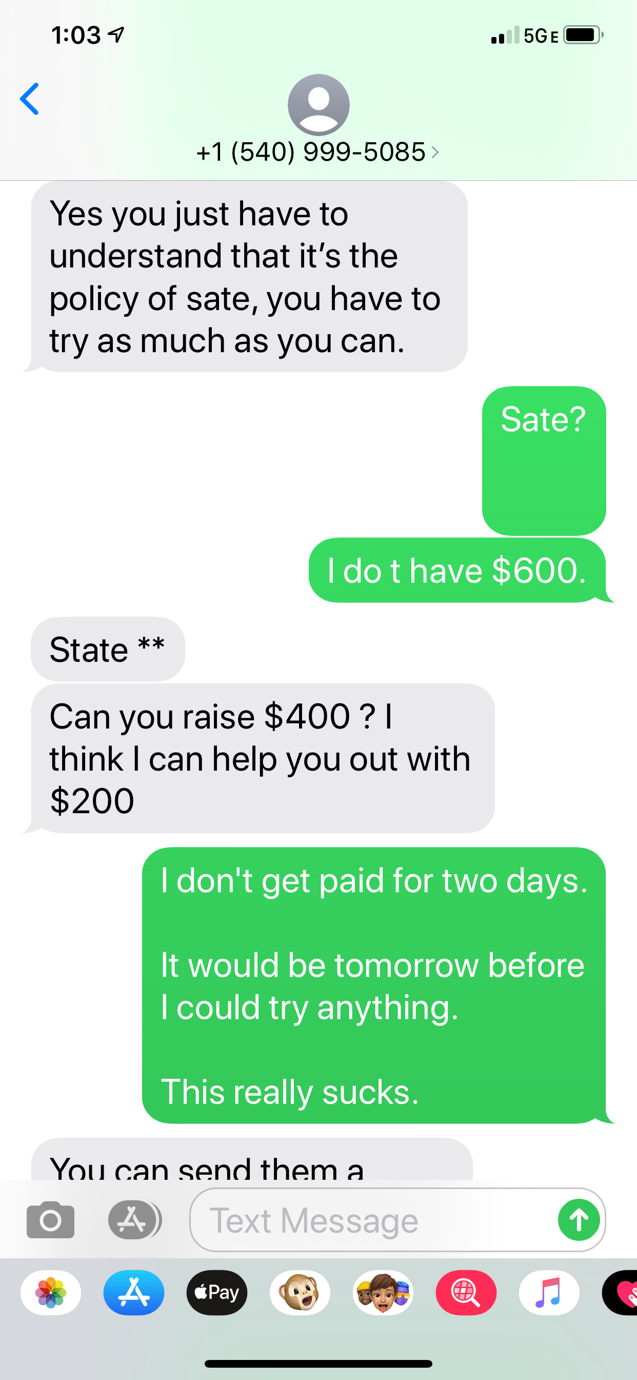The "seller" even offers to help me pay the $600.