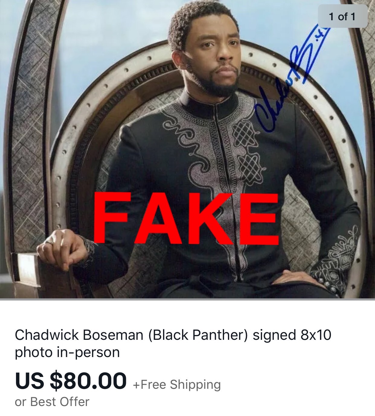 Chadwick fake autograph