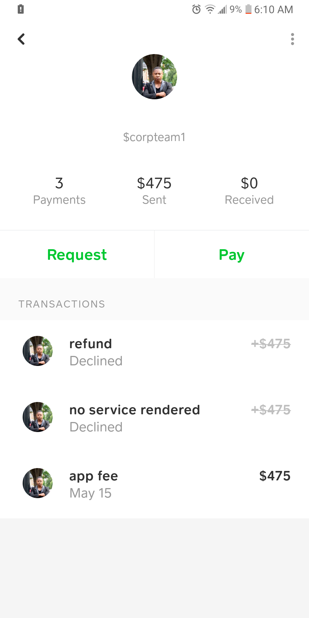 Money sent, no service or refund given