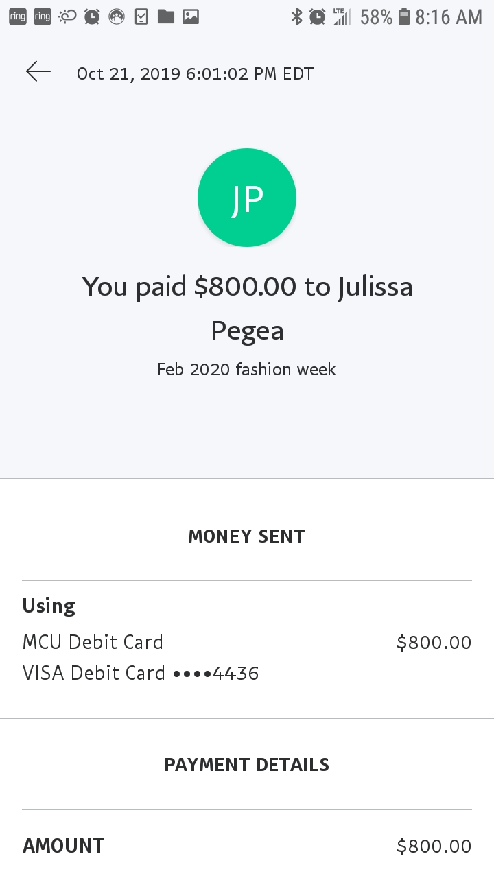 Proof that mellisa aka jusilla received money also
