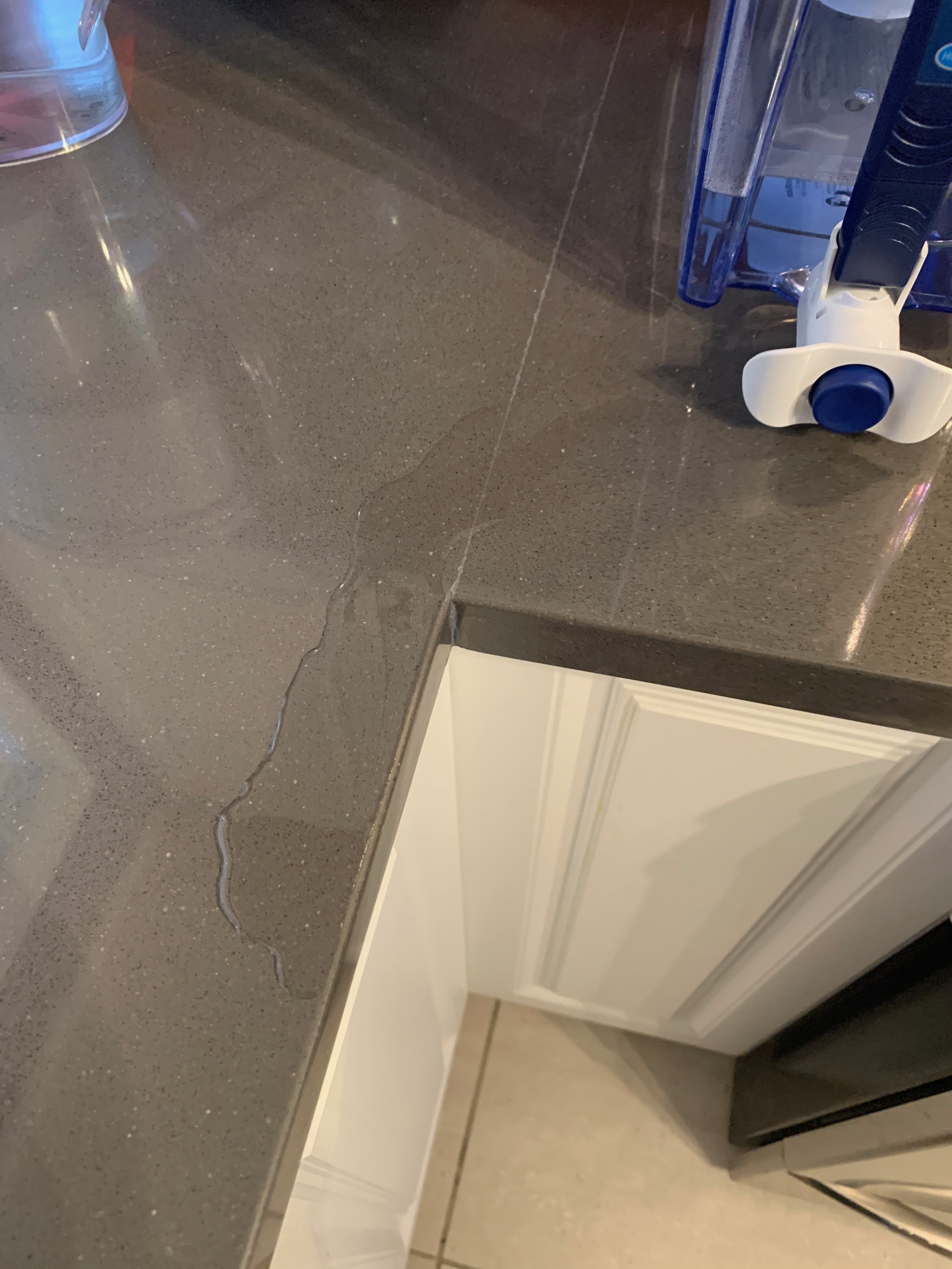 Leaking all over counter.