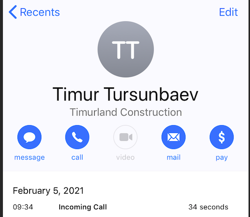 RECORD OF TIMUR CALL ON 02/05/2021 NOT 02/04/2021