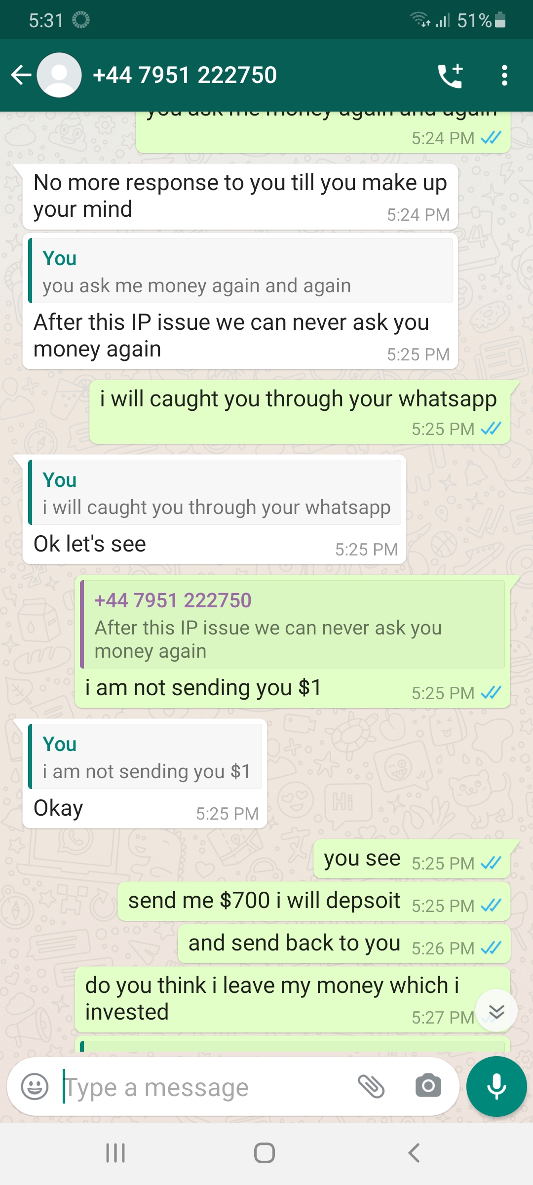 scammer whatspp chat