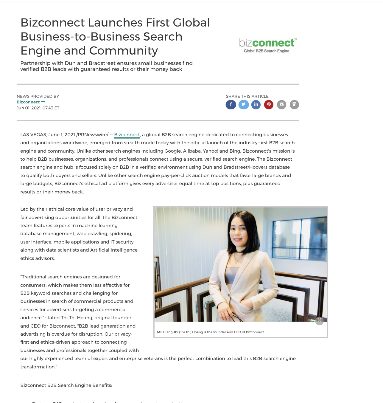 Giang Hoang now working with Biz Connect