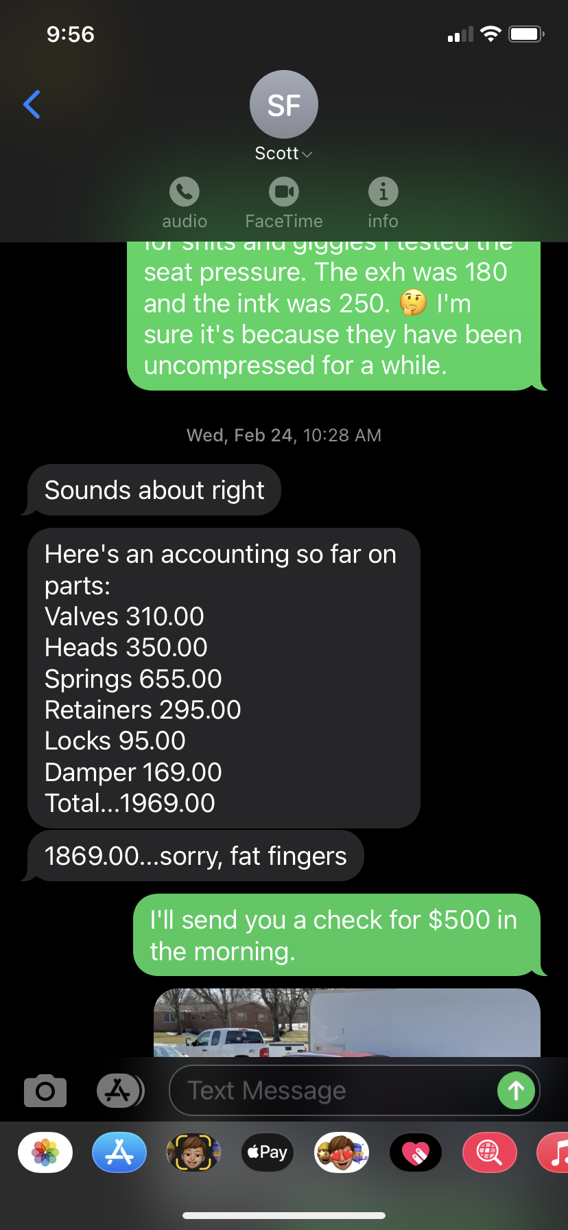 Text from Performance employee