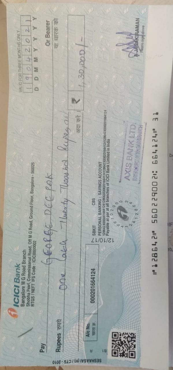 dated cheque by one of director of company