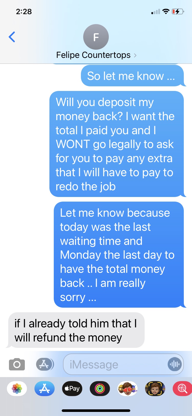he confirming will return the money on Monday