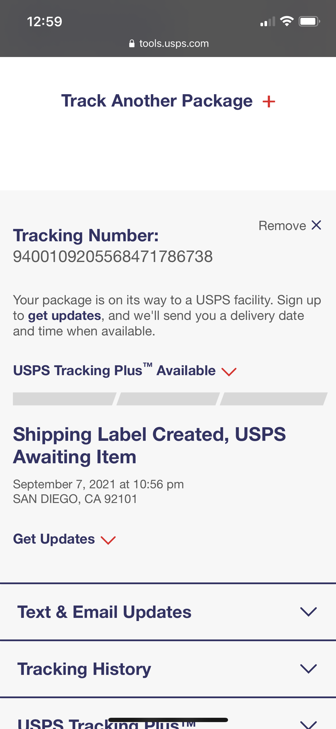His bogus tracking number 