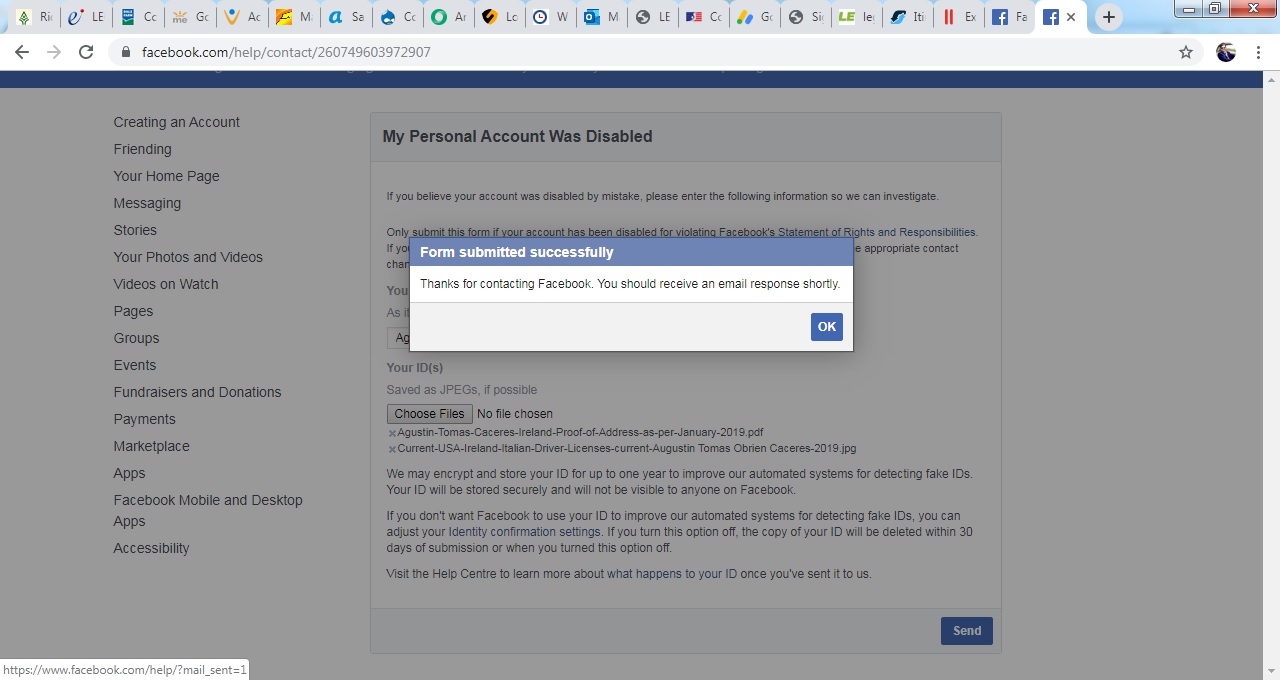Answer from Mark Zuckerberg was to disable my acco