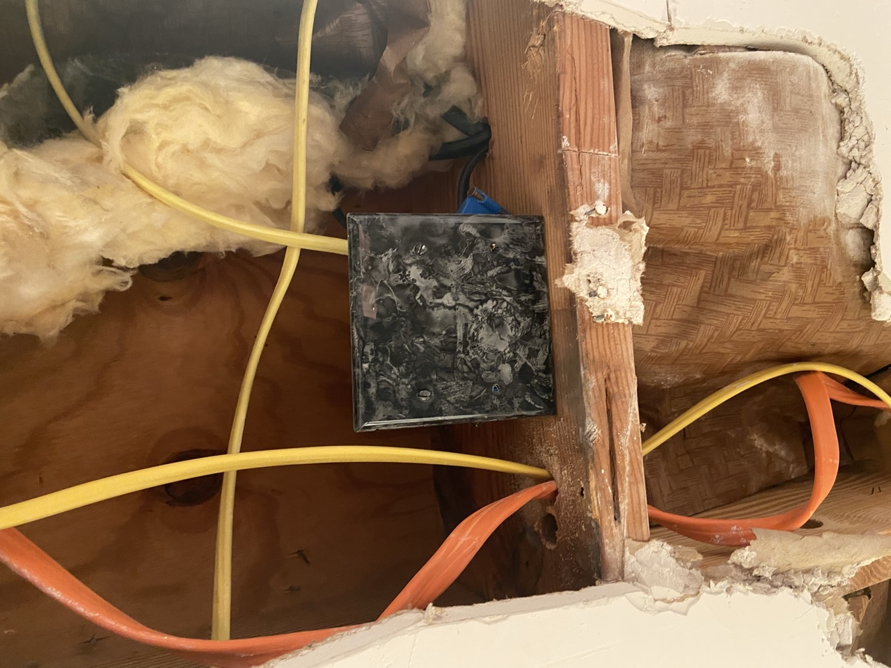 Buried junction box in ceiling 