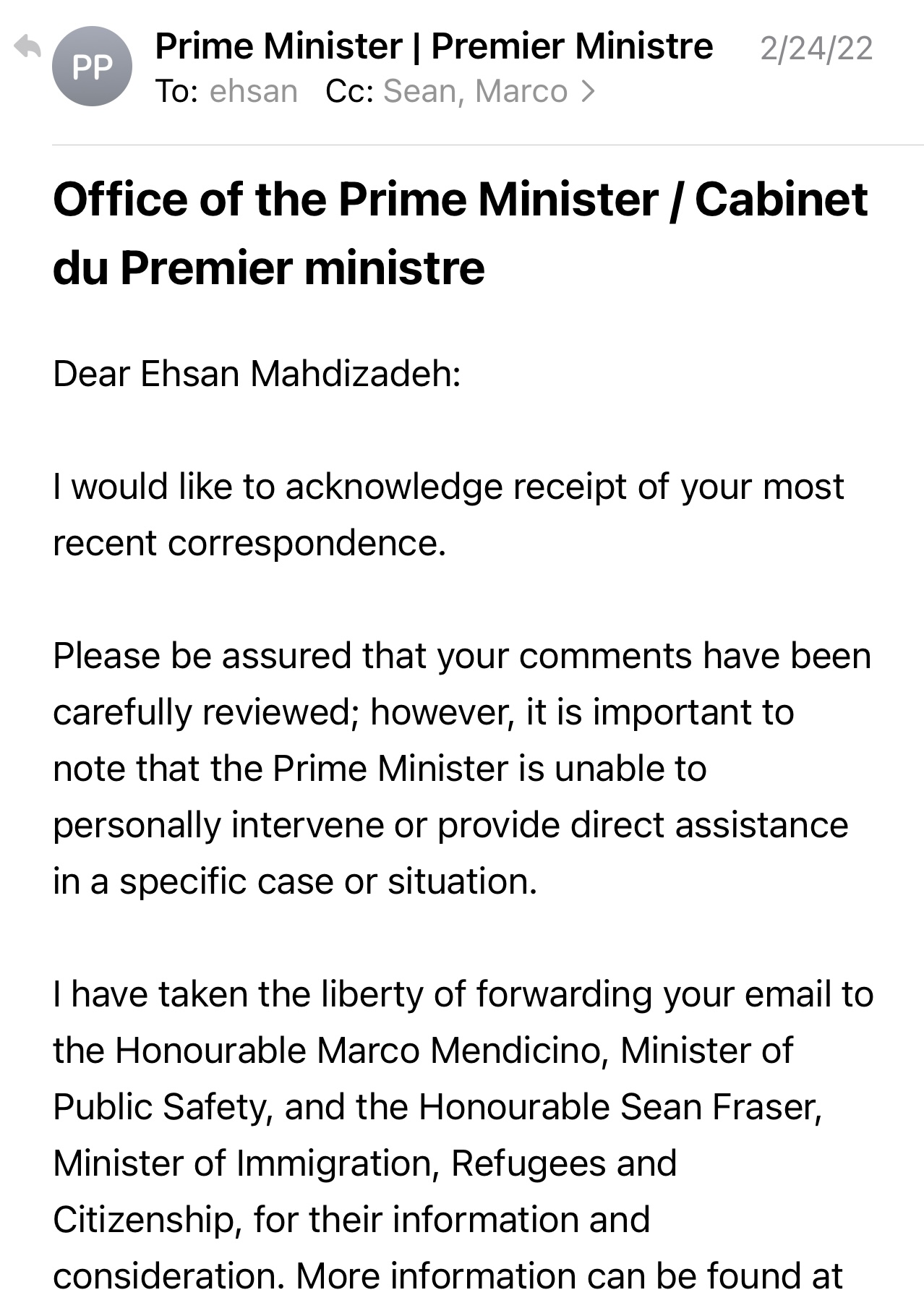Complaint in office prime minister 