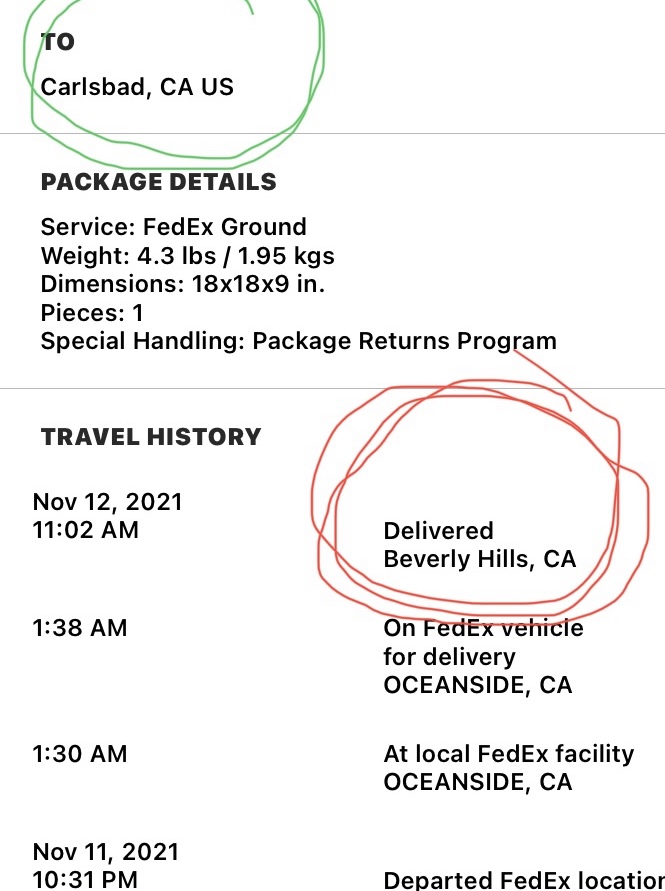 Weight listed after. Same delivery by fedex 