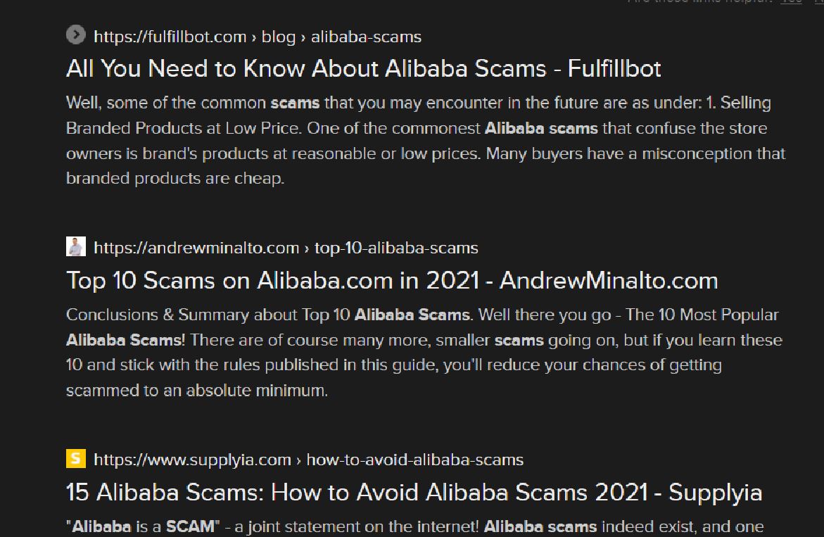 Alibaba is welll known for their scams