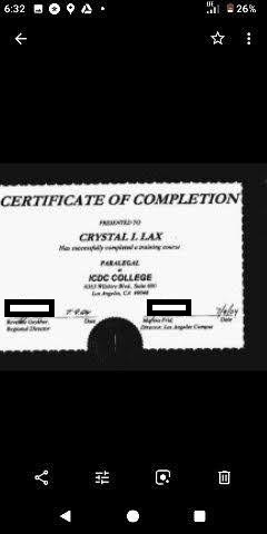 Crystal Lax Paralegal Certification