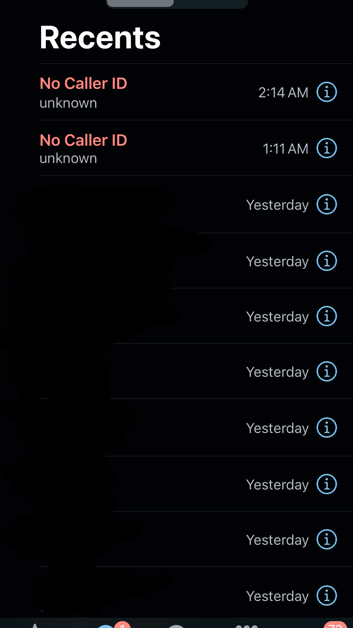 Cam Noble calling from blocked ID repeatedly 