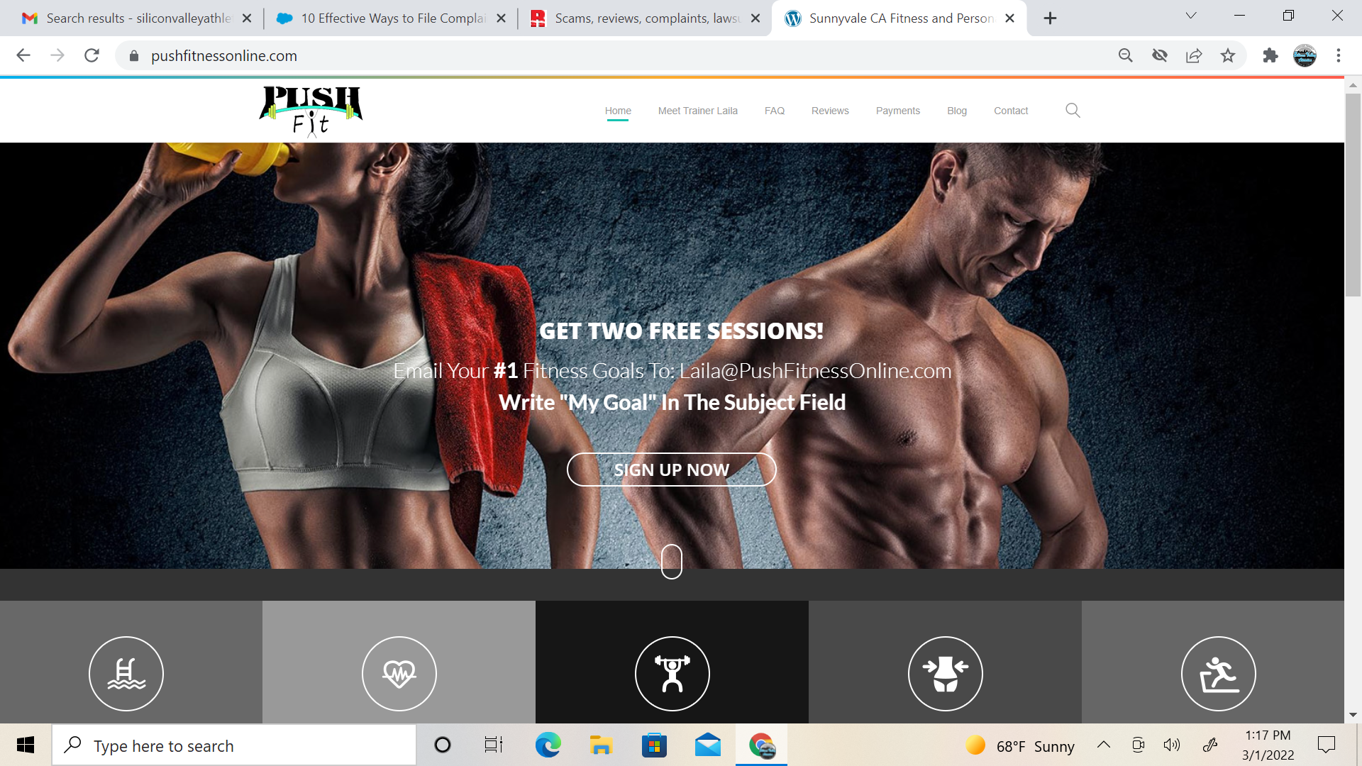 Push Fitness copied our site and content