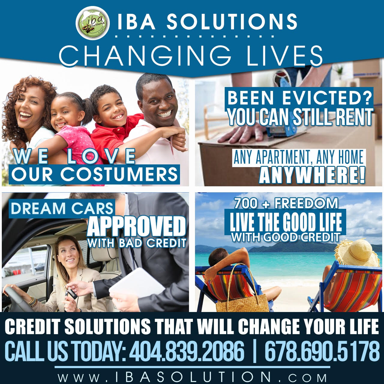 IBA Ad promising to change lives with services