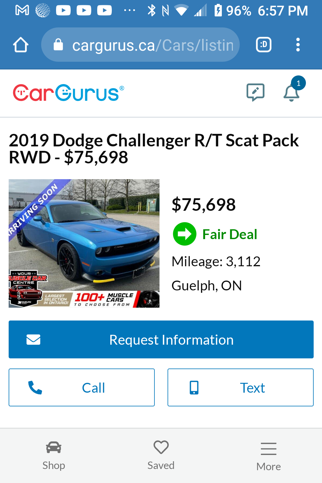 Ad for my Challenger in Guelph, Ontario.