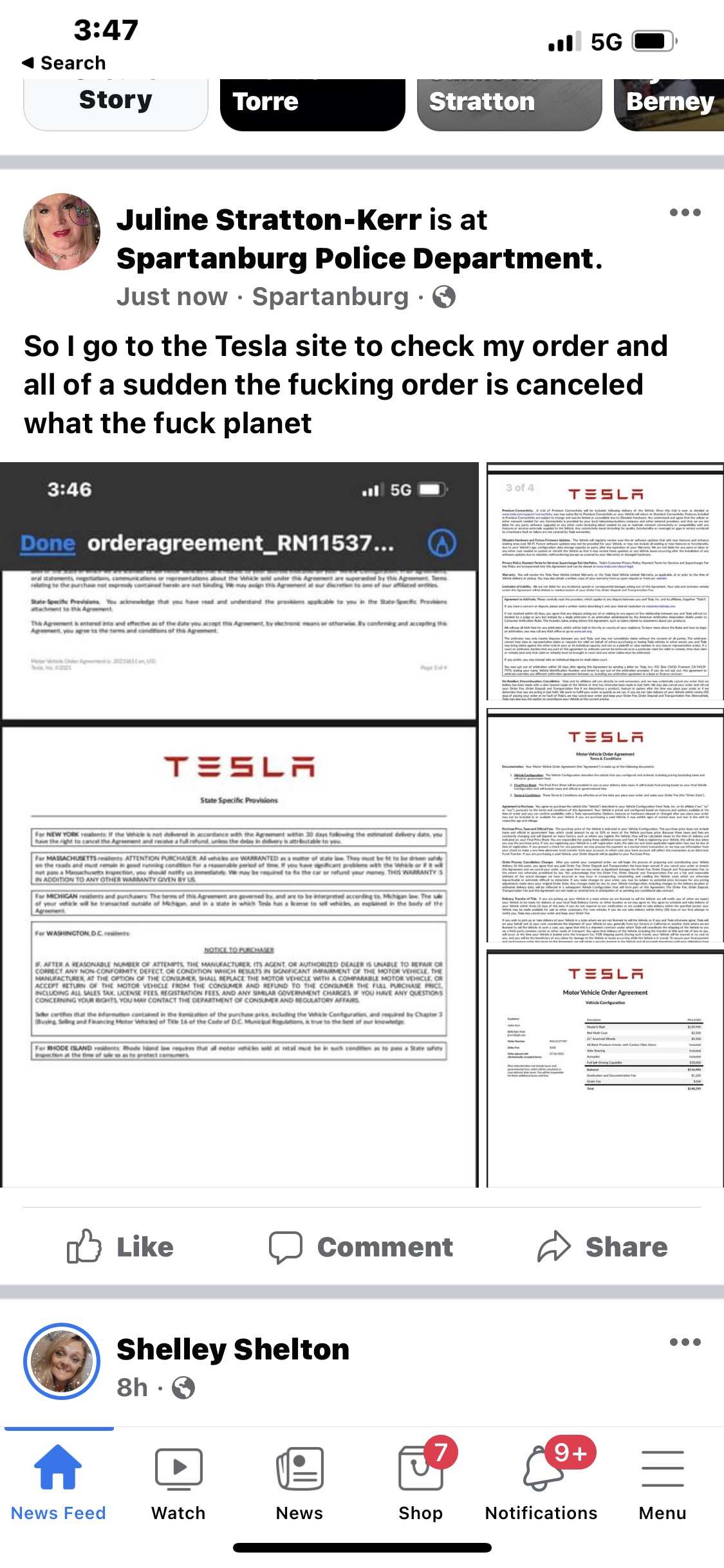Tesla model S agreement, July 2021