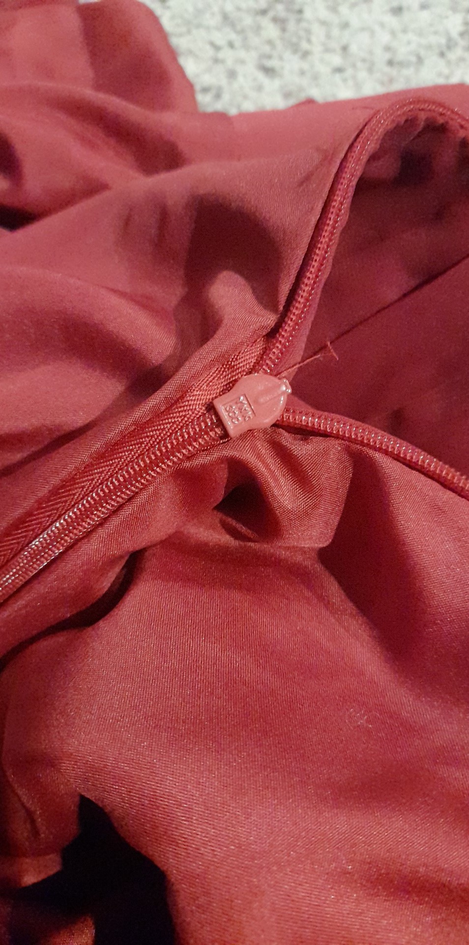 Zipper sewn in backwards
