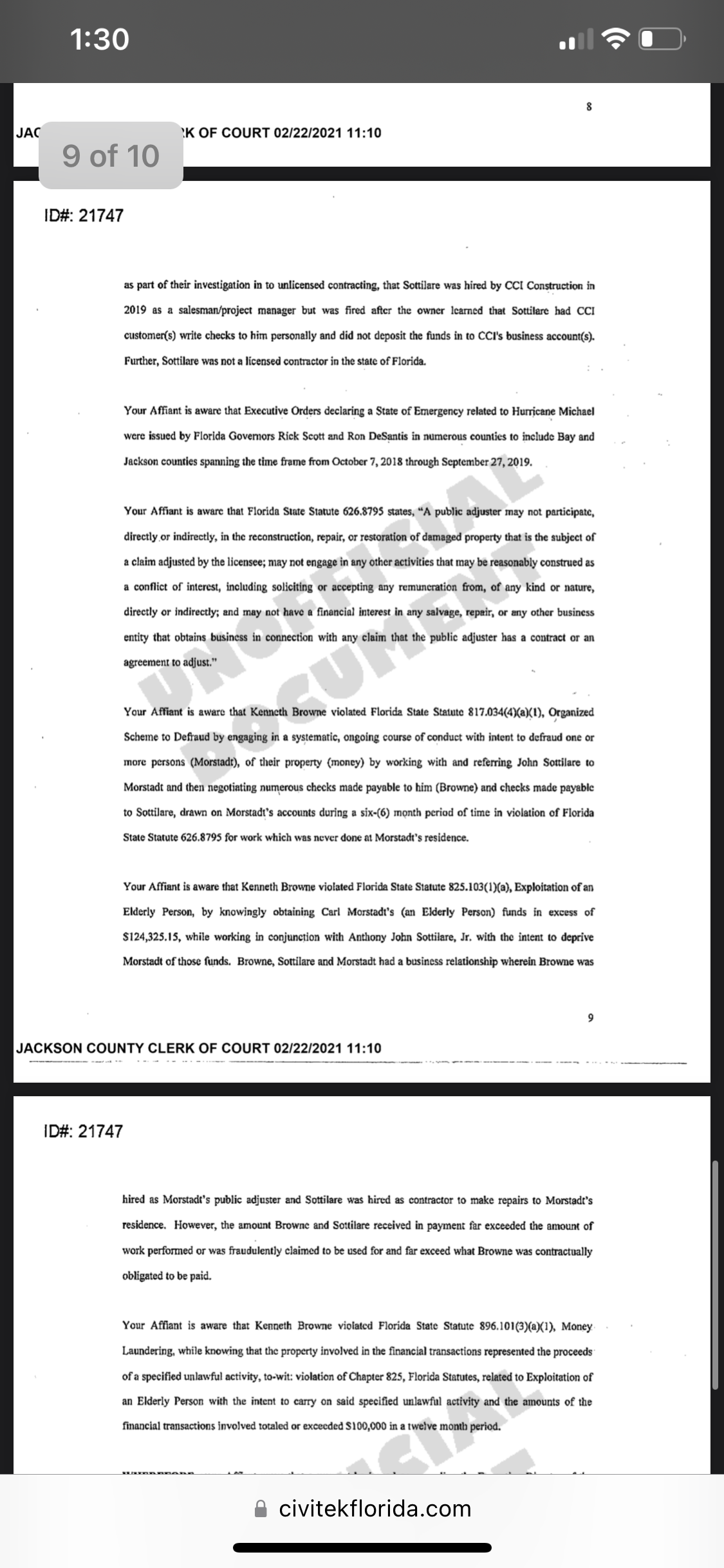 Page 9 felony, Kenneth Browne