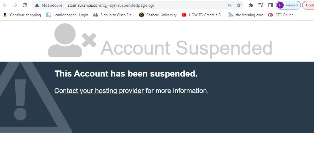 SOS Insurance website suspended