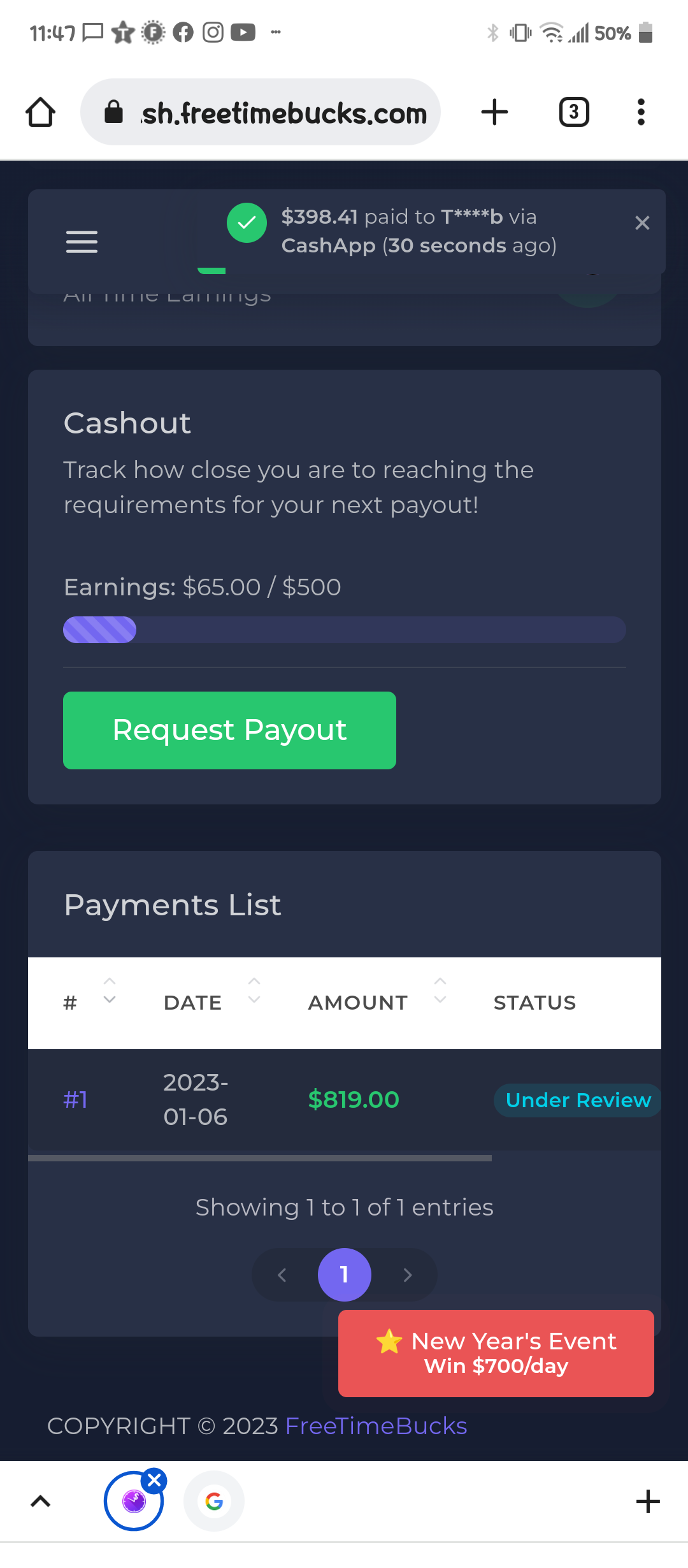 Payment stuck on under review since 1/6/2023