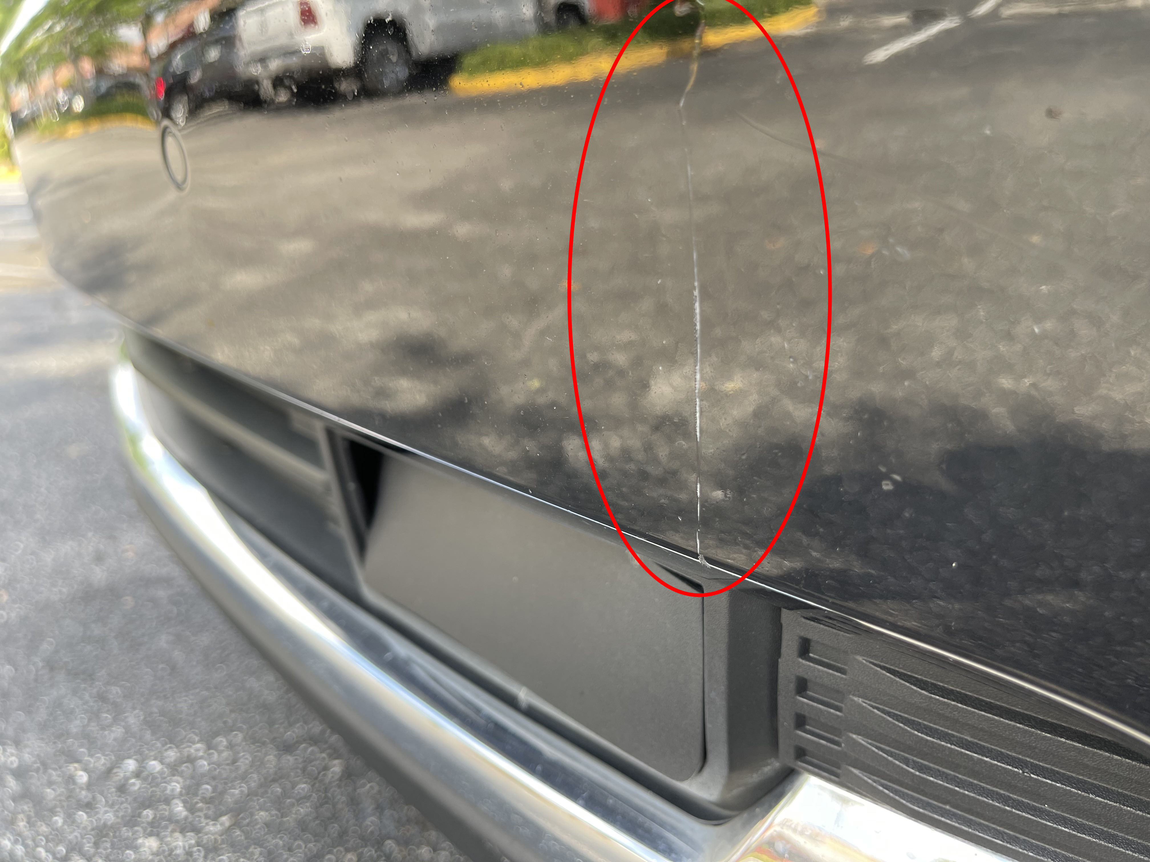 a crack on front bumper