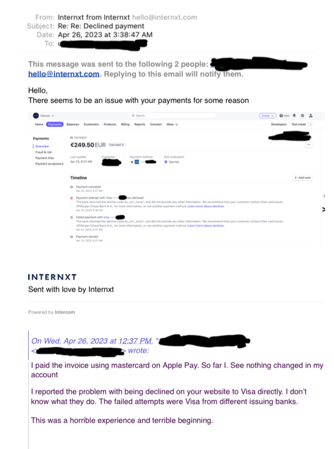 Email with Internxt 
