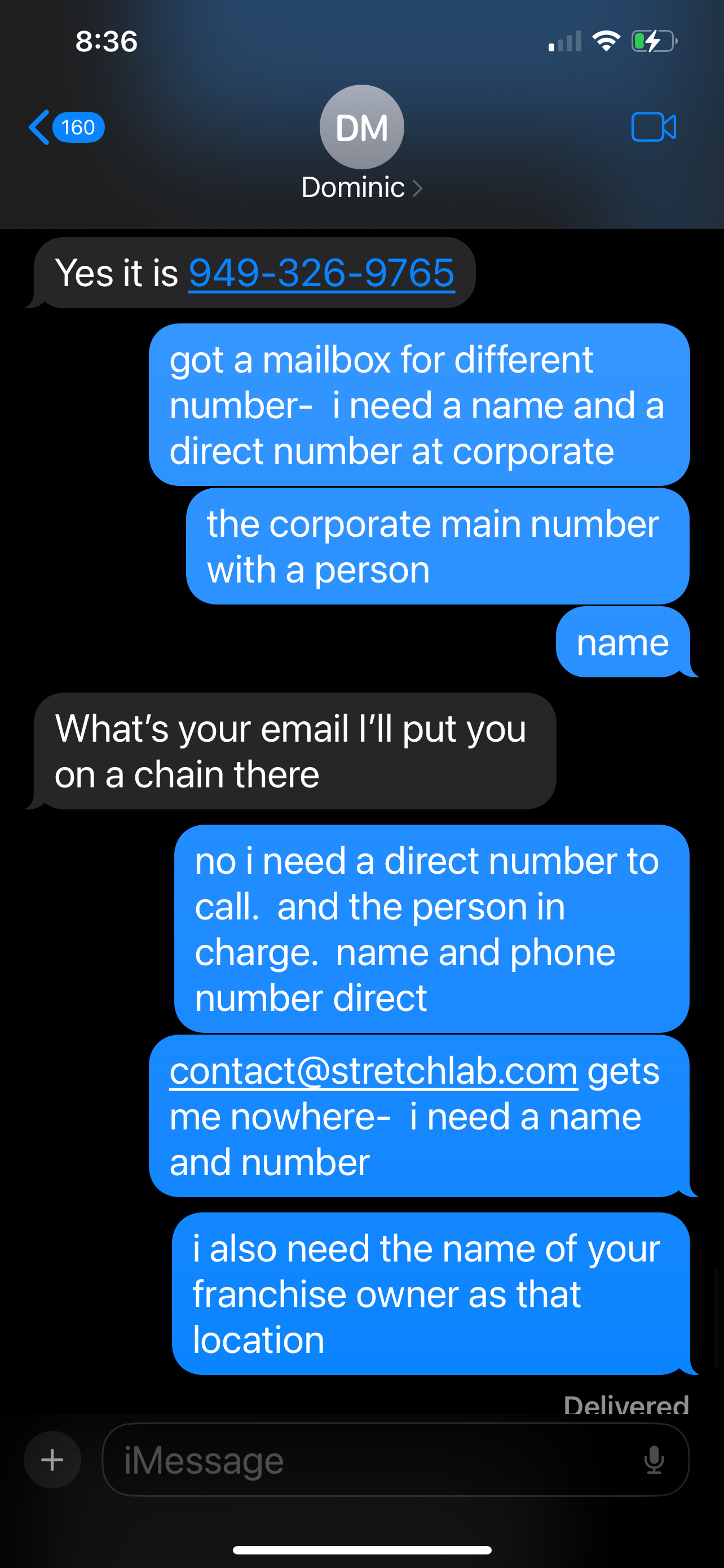 asking for direct number