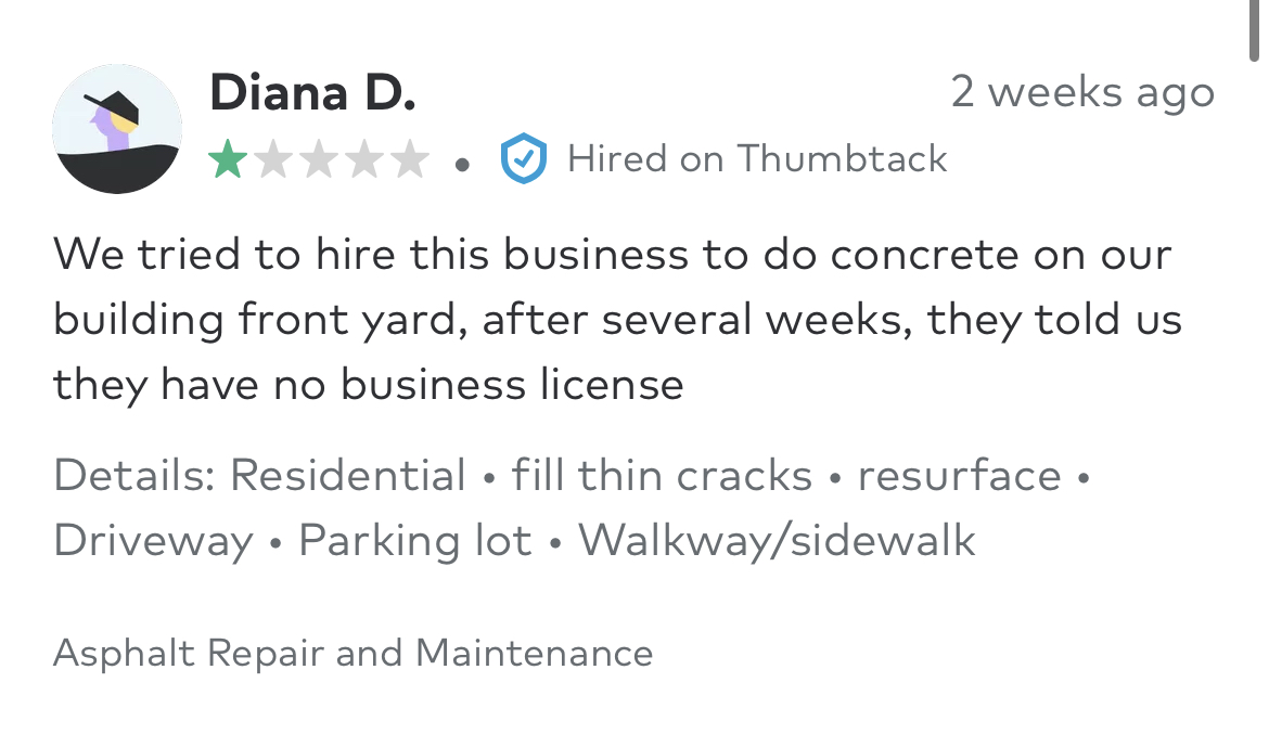this is a review from thumbtack