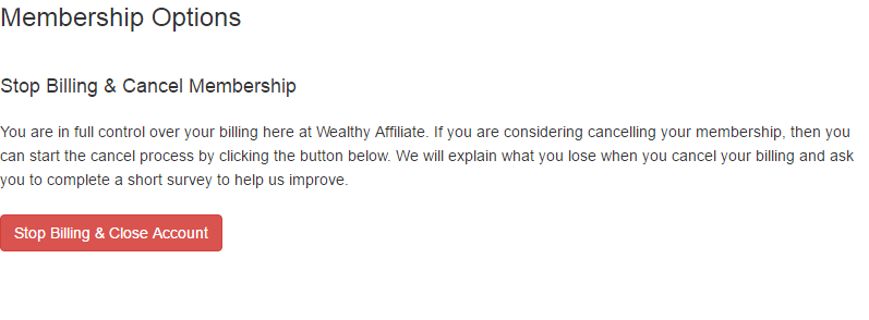 Canceling Option For Wealthy Affiliate